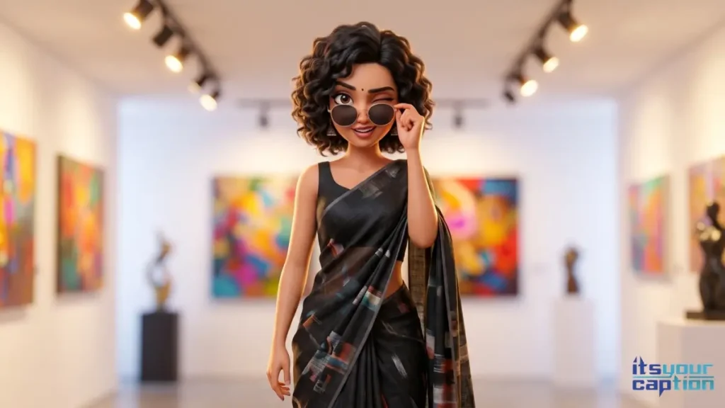 Desi Attitude Quotes on Black Saree for Insta Stories