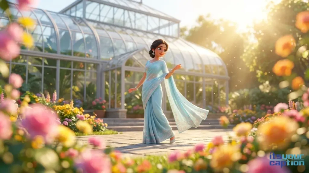 A beautiful soft pastel blue drape styled perfectly for a sunny afternoon inside a lavish botanical garden.