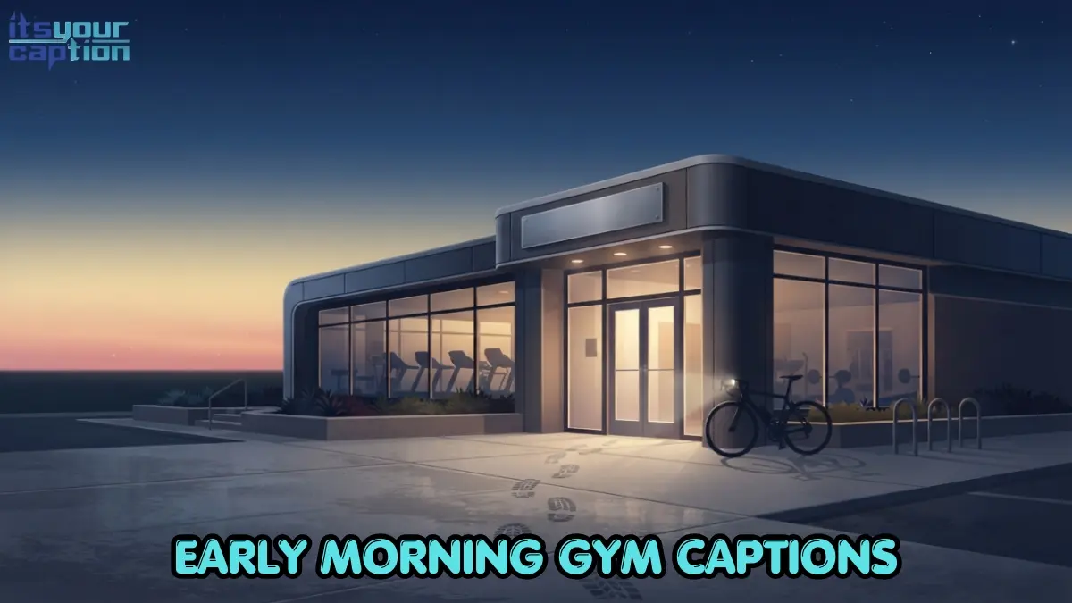 Illustration of a gym entrance at dawn with dark sky transitioning to sunrise light through the windows