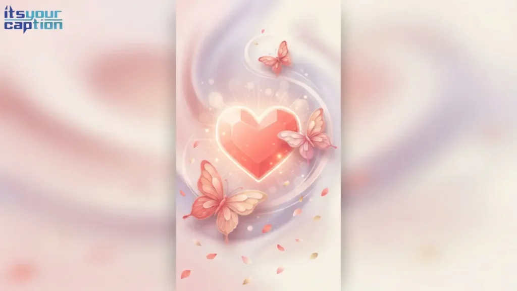 Illustrated butterflies swirling around a glowing heart shape, representing the physical feeling of a crush