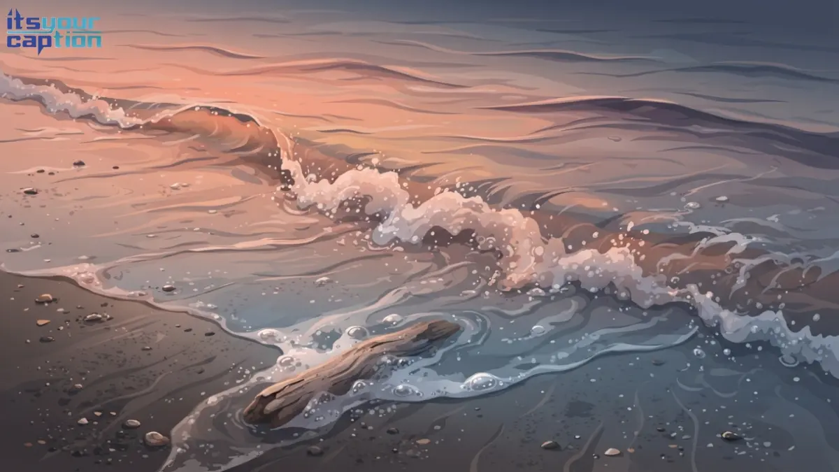 Ocean waves reflecting sunset colors as they wash onto the shore