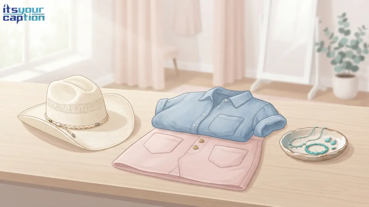 Soft pastel western outfit pieces styled for an everyday cowgirl-chic look