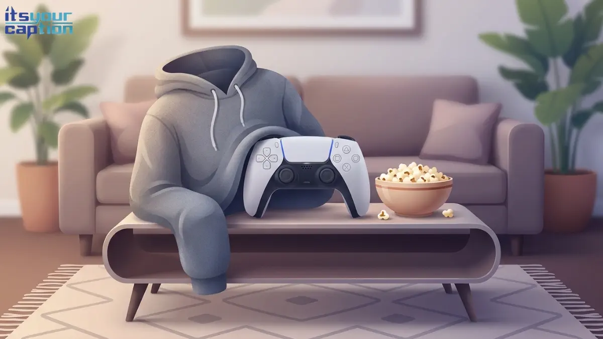 An oversized hoodie draped over a gaming controller and snack bowl