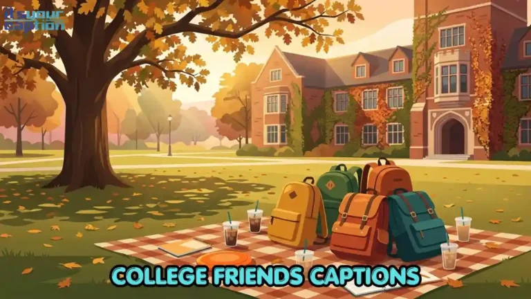 A colorful graphic showing a campus quad with scattered backpacks, coffee cups, and a frisbee, representing college friendships.