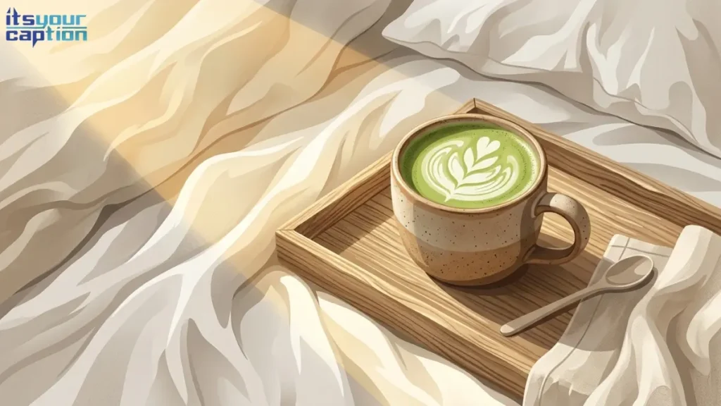 morning-matcha-latte-on-rumpled-linens
