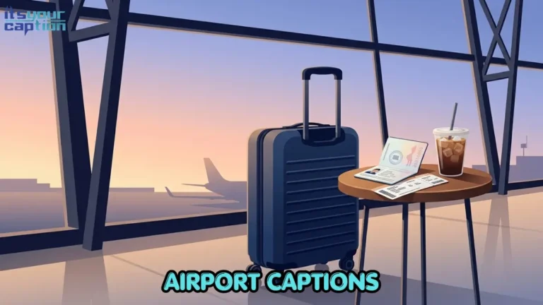 A modern vector illustration of a rolling suitcase, a passport, a boarding pass, and an iced coffee sitting in a bright airport terminal waiting area.