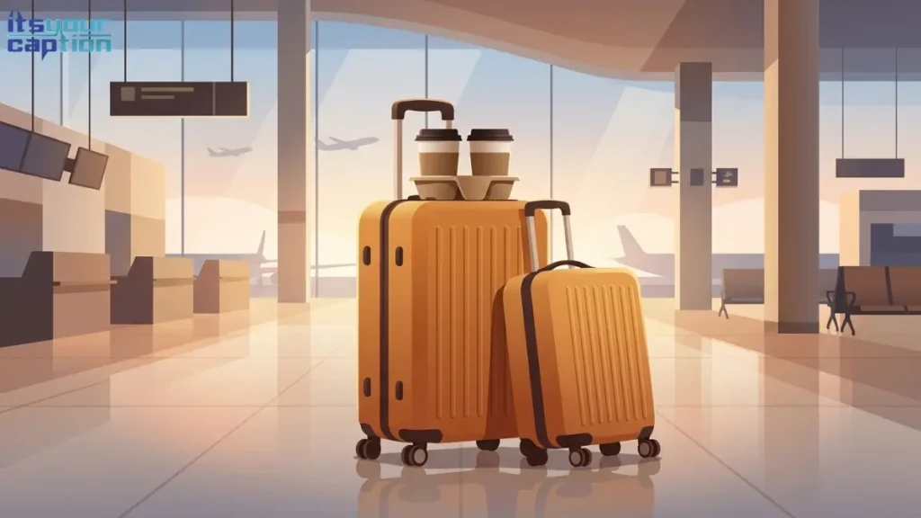 Two matching suitcases of different sizes parked next to each other on a terminal floor.