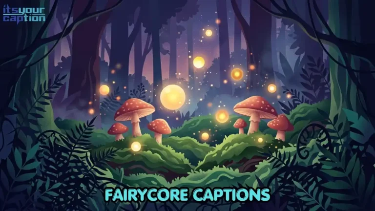 A magical forest clearing with glowing lights and wild mushrooms in a modern editorial vector style.