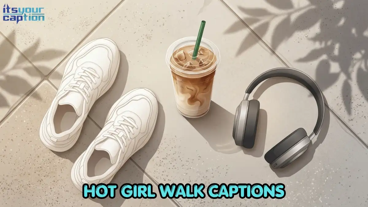 A pair of stylish sneakers, an iced coffee, and headphones arranged on a sunlit sidewalk.
