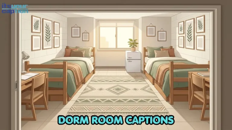 Wide doorway illustration of a styled college residence hall room with twin XL beds and wall art for dorm room captions