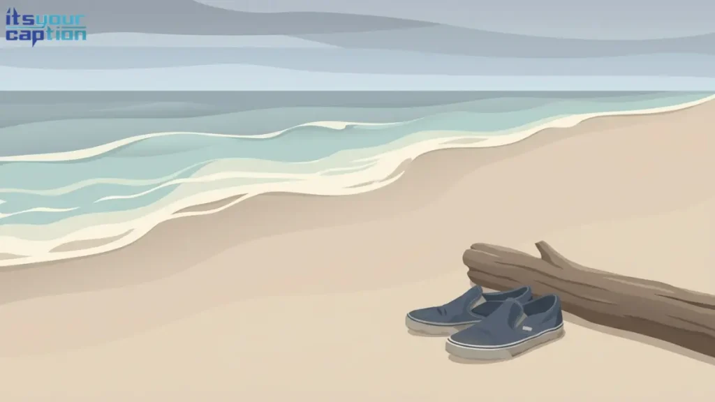 A quiet sandy beach with soft waves crashing under a cloudy gray sky.