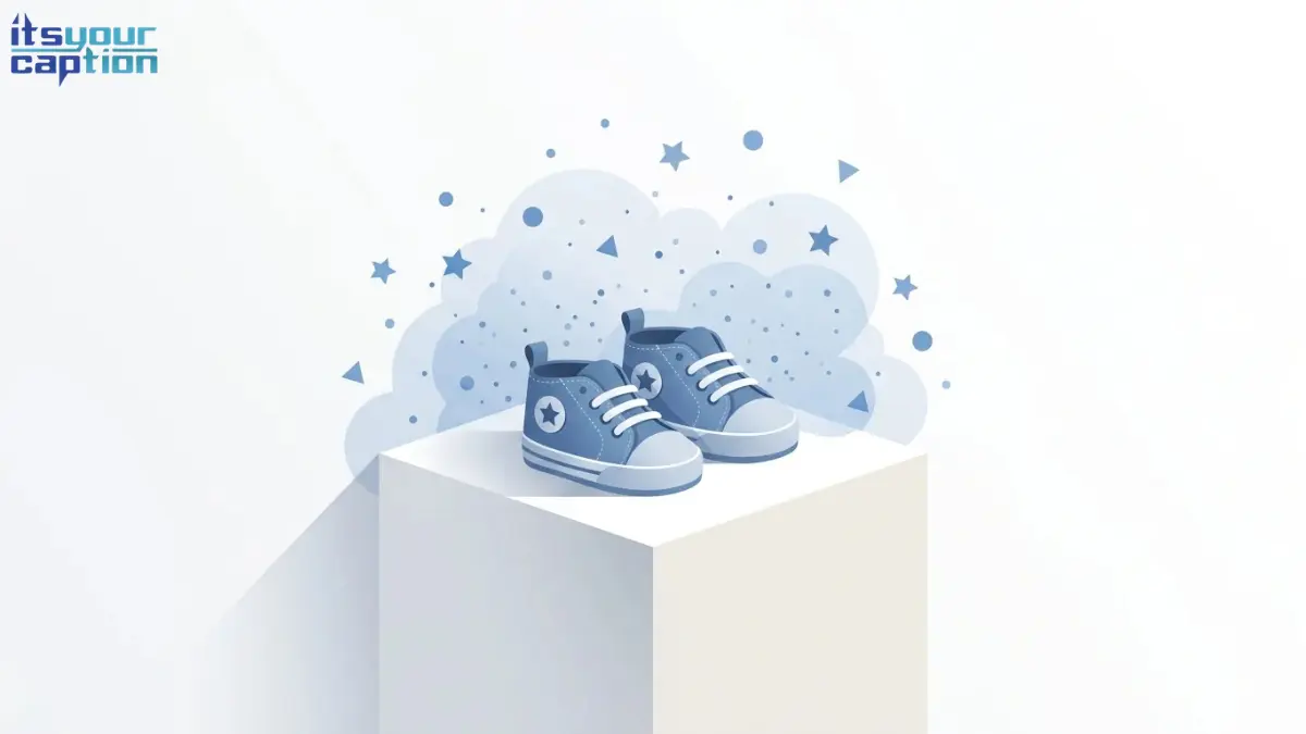 A tiny pair of blue baby sneakers sitting in a cloud of blue powder