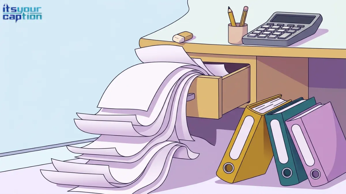 An overflowing college desk drawer and a tiny eraser illustrate funny finals week captions.