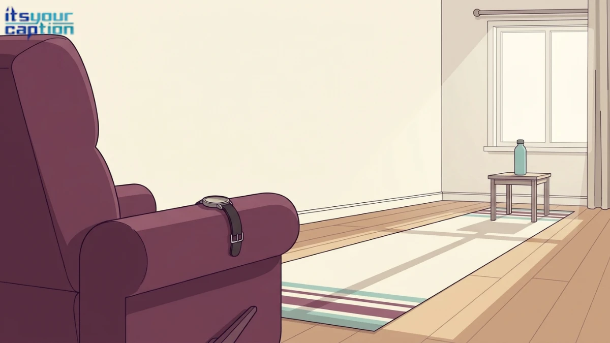 A reclined chair and water bottle just out of reach illustrate funny captions for a lazy day.